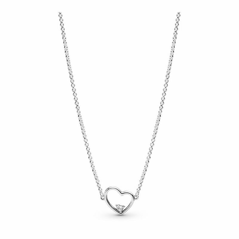 Pandora Asymmetric Heart of Love Necklace Silver Egypt AD9460182
